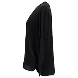Tommy Hilfiger-Blusa de manga larga de viscosa para mujer-Negro