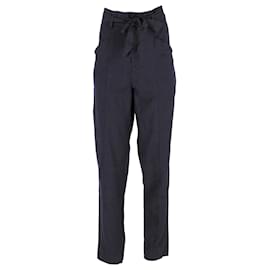 Isabel Marant Etoile-Isabel Marant Etoile Pantalon noué à la taille en laine bleu marine-Bleu,Bleu Marine