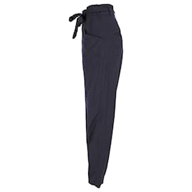 Isabel Marant Etoile-Isabel Marant Etoile Pantalon noué à la taille en laine bleu marine-Bleu,Bleu Marine