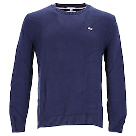 Tommy Hilfiger-Tommy Hilifger Mens Tommy Classics Knitted Jumper in Navy Blue Cotton-Navy blue