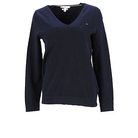 Tommy Hilfiger Jersey Heritage con cuello en V para mujer en algodón azul marino Azul marino