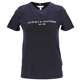 Tommy Hilfiger-T-shirt essentiel en coton biologique pour femme-Bleu Marine