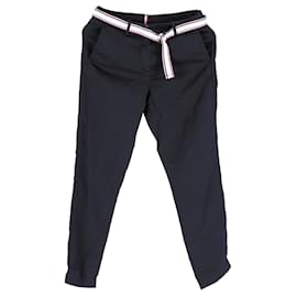 Tommy Hilfiger-Pantalon Tencel en coton teint en pièce pour femme-Bleu Marine