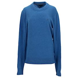Tommy Hilfiger-Suéter masculino de lã com gola redonda-Azul