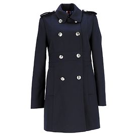 Tommy Hilfiger Abrigo de corte regular para mujer Azul marino