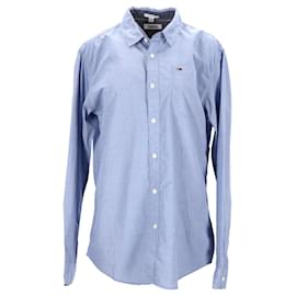 Tommy Hilfiger-Camisa de algodón de corte regular para hombre-Azul