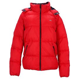 Tommy Hilfiger Essential Herren-Pufferjacke mit Kapuze aus recyceltem Material Rot