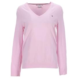 Tommy Hilfiger-Heritage-Pullover mit V-Ausschnitt für Damen-Pink