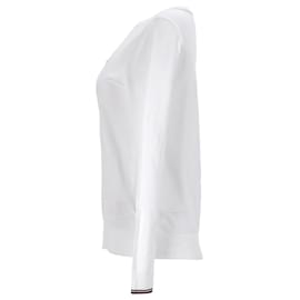 Tommy Hilfiger-Tommy Hilfiger Damen-Pullover mit U-Boot-Ausschnitt aus weißer Baumwolle-Weiß