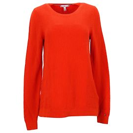 Tommy Hilfiger Damen-Pullover mit normaler Passform aus orangefarbener Baumwolle Orange