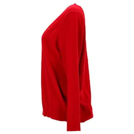 Tommy Hilfiger-Tommy Hilfiger Womens Heritage V Neck Jumper in Red Cotton-Red