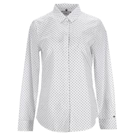 Tommy Hilfiger-Tailliertes Polka Dot-Hemd für Damen-Weiß