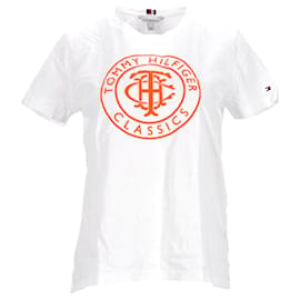 Tommy Hilfiger-T-shirt da donna Essential Th, vestibilità comoda e rilassata-Bianco