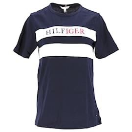 Tommy Hilfiger-T-shirt long en coton biologique pour femme-Bleu Marine