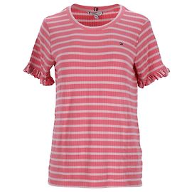Tommy Hilfiger Camiseta feminina listrada com ajuste relaxado Rosa