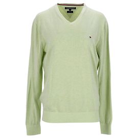 Tommy Hilfiger Mens Silk Blend V Neck Jumper Green
