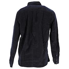 Tommy Hilfiger-Camisa feminina de veludo cotelê de algodão puro-Azul marinho