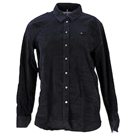 Tommy Hilfiger-Womens Pure Cotton Corduroy Shirt-Navy blue