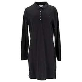 Tommy Hilfiger-Tommy Hilfiger Womens Long Sleeve Polo Dress in Black Cotton-Black