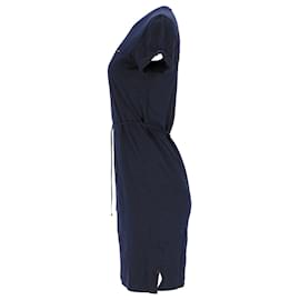 Tommy Hilfiger-Tommy Hilfiger Vestido estilo camiseta con cordón de algodón para mujer en algodón azul marino-Azul marino