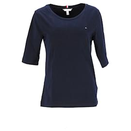 Tommy Hilfiger-T-shirt à manches mi-longues Essentials pour femme-Bleu Marine