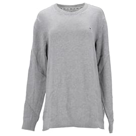 Tommy Hilfiger-Maglione da uomo con vestibilità regolare Tommy Hilfiger con nastro con logo in puro cotone grigio chiaro-Grigio