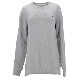 Tommy Hilfiger-Suéter masculino Tommy Hilfiger de ajuste regular com fita de logotipo em algodão puro cinza claro-Cinza