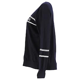 Tommy Hilfiger-Pull en pur coton avec logo brodé pour femme-Bleu Marine