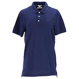 Tommy Hilfiger-Camisa polo masculina original em piquê-Azul marinho