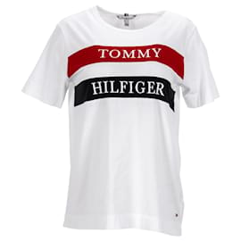 Tommy Hilfiger-T-shirt lunga da donna in cotone biologico-Bianco
