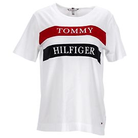 Tommy Hilfiger Camiseta larga de algodón orgánico para mujer Blanco