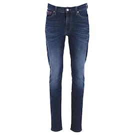 Tommy Hilfiger-Jeans masculinos Tommy Hilfiger Scanton Skinny Fit em jeans de algodão azul escuro-Azul
