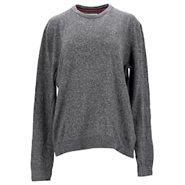Tommy Hilfiger-Tommy Hilfiger Herren-Sweatshirt mit Rundhalsausschnitt aus grauer Baumwolle-Grau