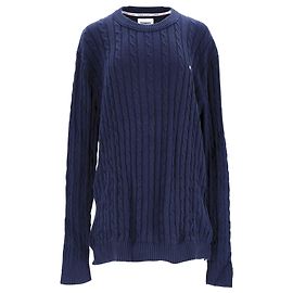 Tommy Hilfiger Essential Herren-Pullover aus Bio-Baumwolle mit Zopfmuster aus marineblauer Baumwolle Marineblau