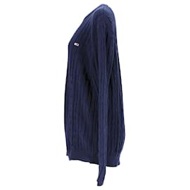 Tommy Hilfiger-Tommy Hilfiger Pull essentiel en tricot torsadé en coton biologique pour homme en coton bleu marine-Bleu Marine