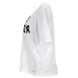 Tommy Hilfiger-Damen-T-Shirt aus Bio-Baumwolle mit Graffiti-Logo-Weiß