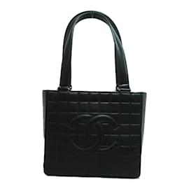 Chanel-Choco Bar Leder-Einkaufstasche A17809-Schwarz