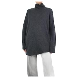 Autre Marque-Dark grey longline cashmere jumper - One Size-Grey