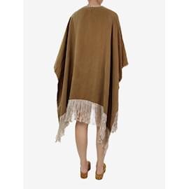 Autre Marque-Khaki handmade fringed cape - One Size-Brown
