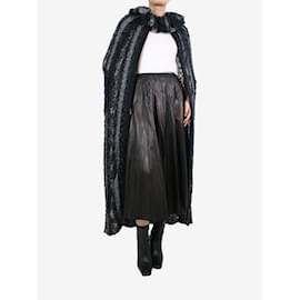 Chanel-Grauer, ärmelloser, gestreifter Maxi-Cardigan-Umhang aus Wolle – Größe UK 6-Grau