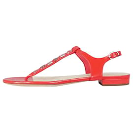 Chanel-Red T-strap sandals - size EU 38-Red