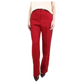 Chanel-Red wool straight-leg trousers - size UK 12-Red