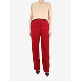 Chanel-Red wool straight-leg trousers - size UK 12-Red