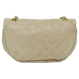 Chanel-CHANEL Matelasse Shoulder Bag Lamb Skin Beige CC Auth yk9658-Beige
