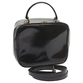 Gucci-Bolsa cosmética GUCCI Bamboo Vanity Couro envernizado preto 000 3270 Auth yk9625-Preto