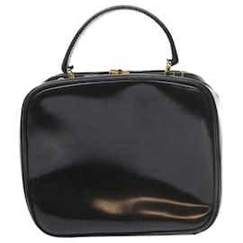 Gucci-GUCCI Bamboo Vanity Cosmetic Pouch Patent leather Black 000 3270 Auth yk9625-Black