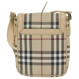 Burberry-BURBERRY Nova Check Shoulder Bag PVC Leather Beige Auth 60497-Beige