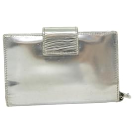 Miu Miu-Miu Miu Chain Wallet Patent leather Silver Auth hk979-Silvery