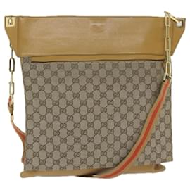 Gucci-GUCCI GG Canvas Sherry Line Shoulder Bag Beige Red Brown Auth hk957-Brown,Red,Beige