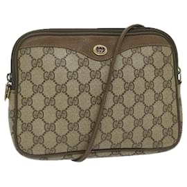 Gucci-GUCCI GG Supreme Shoulder Bag PVC Leather Beige 56 02 068 Auth yk9527-Beige